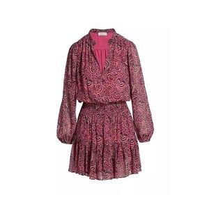 ALC Sari Floral Long Sleeve Silk Dress